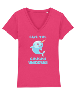 Chubby unicorns Tricou mânecă scurtă guler V Damă Evoker