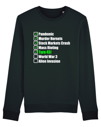45 Year Old Funny Birthday Checklist Black