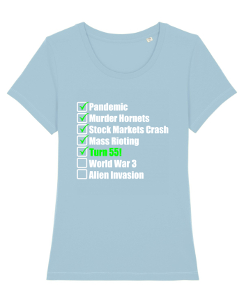 55 Year Old Funny Birthday Checklist Sky Blue