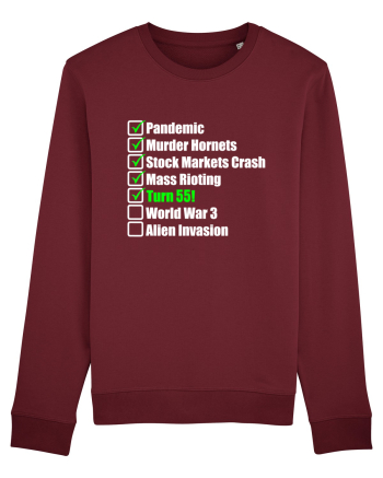 55 Year Old Funny Birthday Checklist Burgundy