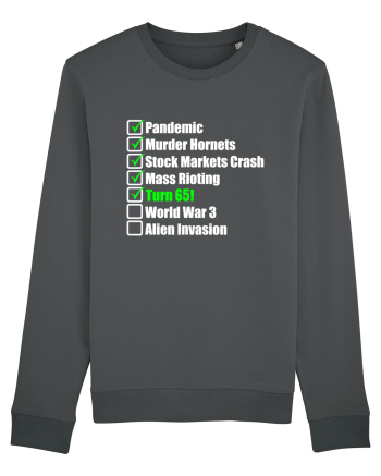 65 Year Old Funny Birthday Checklist Anthracite