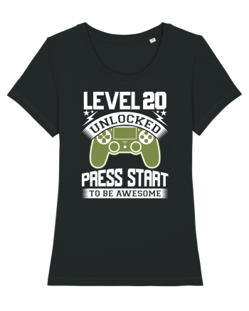 Level 20 Unlocked Press Start To Be Awesome Black