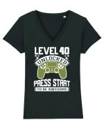 Level 40 Unlocked Press Start To Be Awesome Tricou mânecă scurtă guler V Damă Evoker