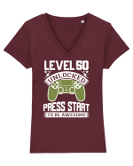 Level 50 Unlocked Press Start To Be Awesome Tricou mânecă scurtă guler V Damă Evoker