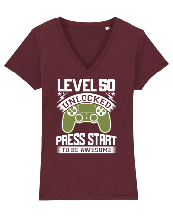 Level 50 Unlocked Press Start To Be Awesome Burgundy