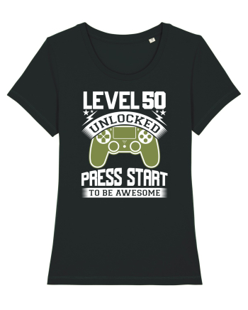 Level 50 Unlocked Press Start To Be Awesome Black