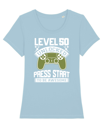 Level 50 Unlocked Press Start To Be Awesome Sky Blue