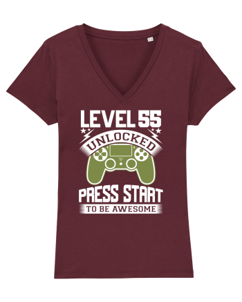 Level 55 Unlocked Press Start To Be Awesome Burgundy