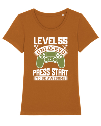 Level 55 Unlocked Press Start To Be Awesome Roasted Orange