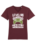 Level 55 Unlocked Press Start To Be Awesome Tricou mânecă scurtă guler V Bărbat Presenter