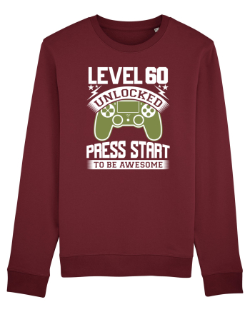 Level 60 Unlocked Press Start To Be Awesome Burgundy