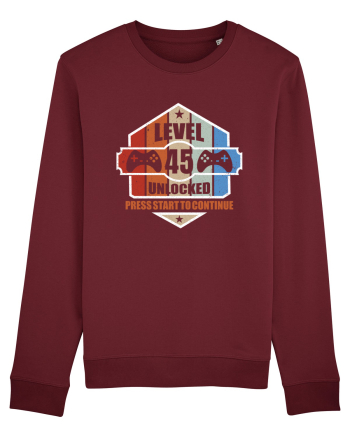 Level 45 Unlocked Press Start To Continue Burgundy