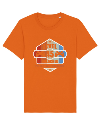 Level 45 Unlocked Press Start To Continue Bright Orange