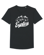 Explore Tricou mânecă scurtă guler larg Bărbat Skater