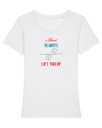 Prietenul la nevoie se cunoaște Tricou mânecă scurtă guler larg fitted Damă Expresser