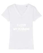 Love my husband Tricou mânecă scurtă guler V Damă Evoker