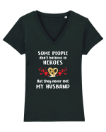 Love my husband Tricou mânecă scurtă guler V Damă Evoker