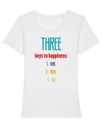 Trei lucruri care aduc fericirea Tricou mânecă scurtă guler larg fitted Damă Expresser