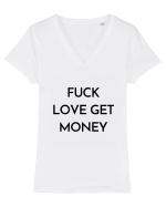 fuck love get money Tricou mânecă scurtă guler V Damă Evoker