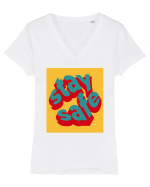stay safe 248 Tricou mânecă scurtă guler V Damă Evoker