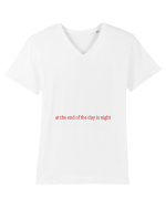 at the end of the day is night Tricou mânecă scurtă guler V Bărbat Presenter