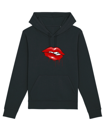 Red bloody lips Black