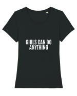 girls can do anything Tricou mânecă scurtă guler larg fitted Damă Expresser