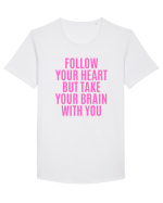 follow your heart but take your brain with you Tricou mânecă scurtă guler larg Bărbat Skater