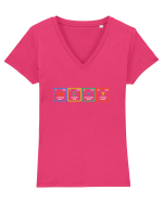 LUCKY Tricou mânecă scurtă guler V Damă Evoker