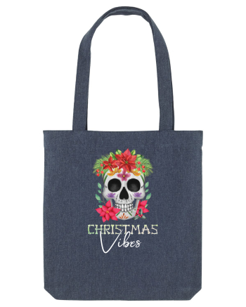 Christmas Vibes Skeleton Skull Midnight Blue