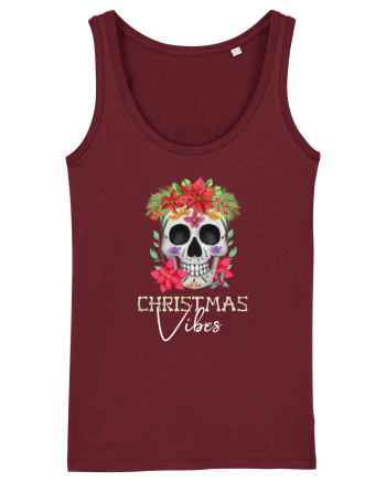 Christmas Vibes Skeleton Skull Burgundy