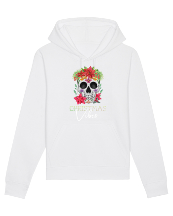 Christmas Vibes Skeleton Skull White
