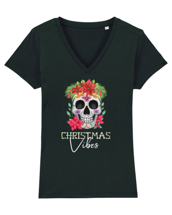 Christmas Vibes Skeleton Skull Black