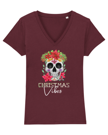 Christmas Vibes Skeleton Skull Burgundy