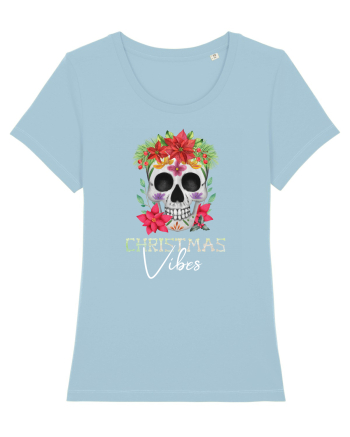 Christmas Vibes Skeleton Skull Sky Blue