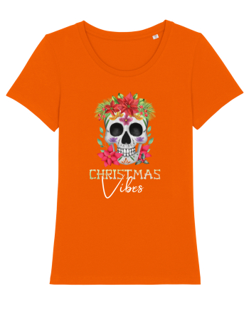 Christmas Vibes Skeleton Skull Bright Orange