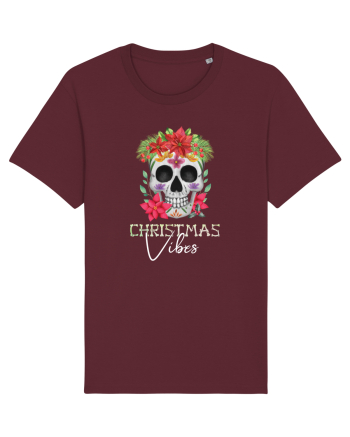 Christmas Vibes Skeleton Skull Burgundy