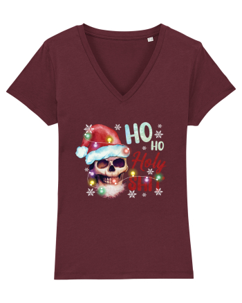 Ho Ho Holy Shit Skeleton Skull Christmas Burgundy