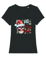 Ho Ho Holy Shit Skeleton Skull Christmas Tricou mânecă scurtă guler larg fitted Damă Expresser