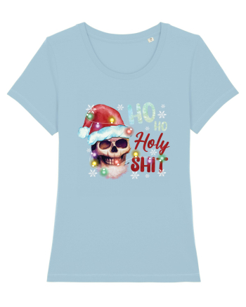 Ho Ho Holy Shit Skeleton Skull Christmas Sky Blue