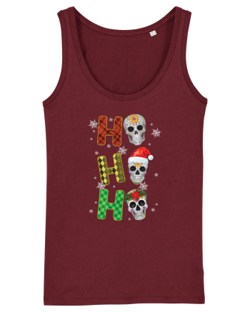 Ho-Ho-Ho Christmas Skulls Burgundy