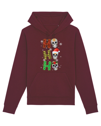Ho-Ho-Ho Christmas Skulls Burgundy