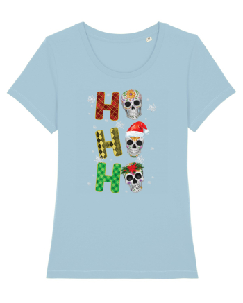 Ho-Ho-Ho Christmas Skulls Sky Blue