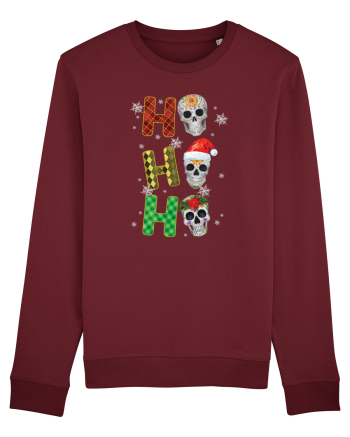 Ho-Ho-Ho Christmas Skulls Burgundy