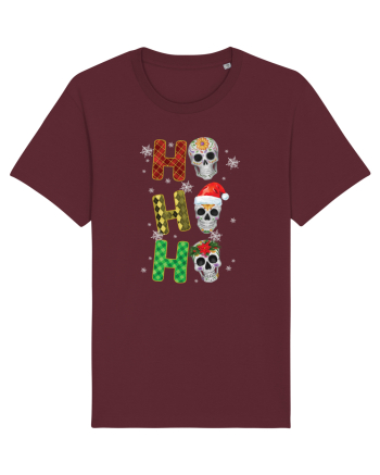 Ho-Ho-Ho Christmas Skulls Burgundy