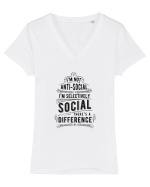 ANTI SOCIAL Tricou mânecă scurtă guler V Damă Evoker