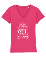 ANTI SOCIAL  - White Tricou mânecă scurtă guler V Damă Evoker