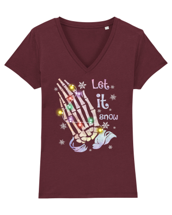 Let It Snow Skeleton Hands Burgundy