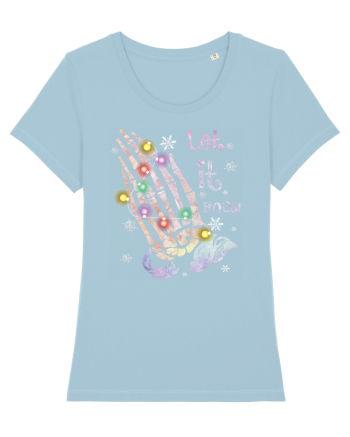 Let It Snow Skeleton Hands Sky Blue