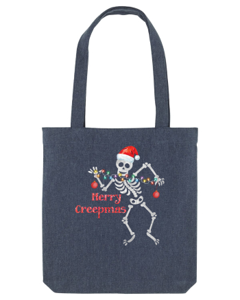 Merry Creepmas Skeleton Christmas Midnight Blue